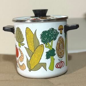 Vintage San Ignacio Enamelware Steamer 1Gallon Stockpot Steamer Insert & Divider